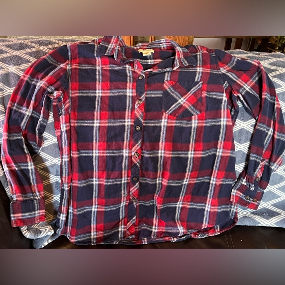 Plaid Button Down Shirt - Red and Blue